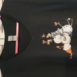 WINE & Snowman Winter Fun TShirt - Black NWT Asst sizes